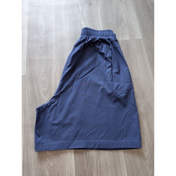 VTG Crescent Bay Navy Blue Elastic Waist Shorts Belted Detail Gold Buckle 22 USA - Picture 4 of 7